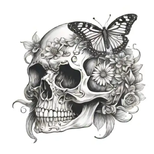 Daisy Butterfly Skull