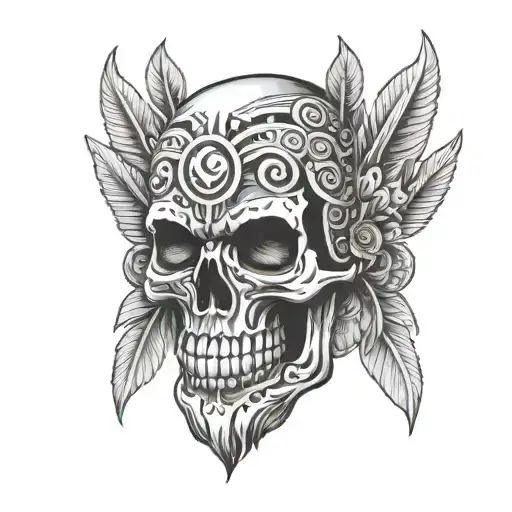 A Tattoo With A Totem Pole With Skull Add A Symbol For Sugar