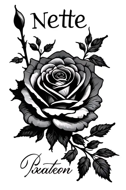 Make A Forearm Sleeve Tattoo With The Name Nette With A Rose Beside It