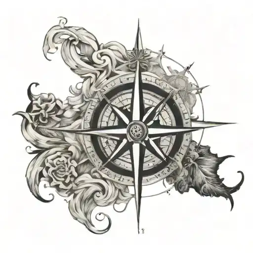 Ocean And Compass Rose Intertwined
