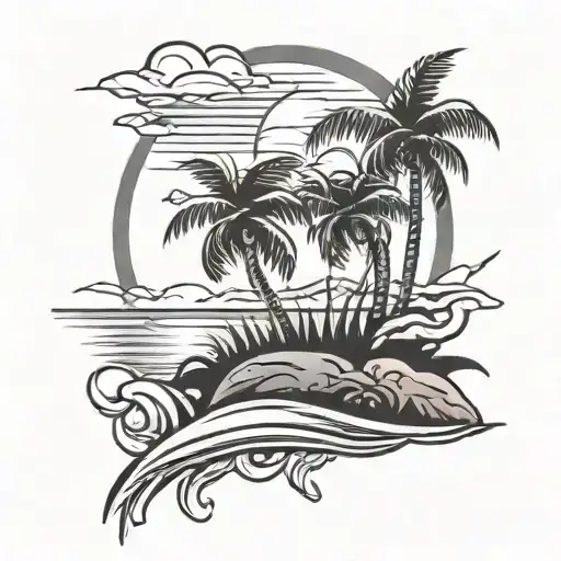 Beach Sun Palm Trees Sleeve