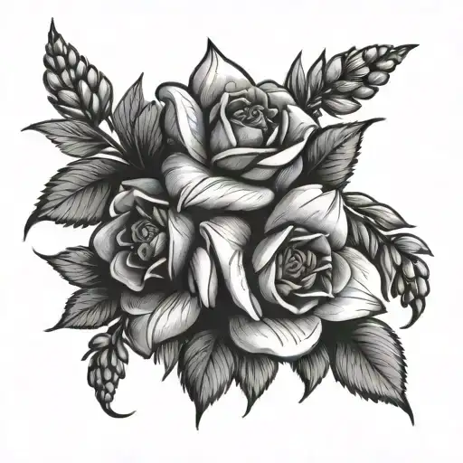 Wild Rose And Foxglove Flowers