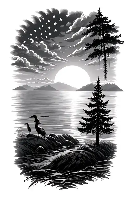 Scenic View Sunset Patrotic