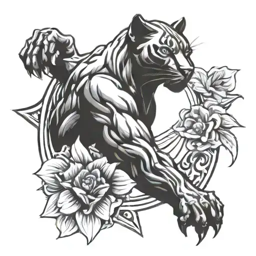 Tattoo Design Of Aquarius Star Sign Mixed With A Black Panther In Memory Of My Father