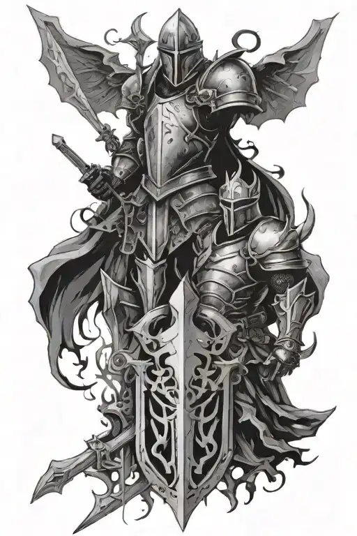 Knight With Demon Around Aura Surrounding Them