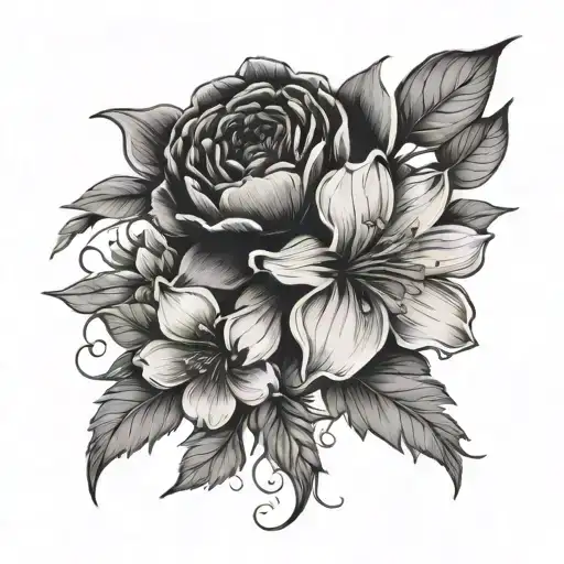 April August December July Birth Flower Bouquet Tied