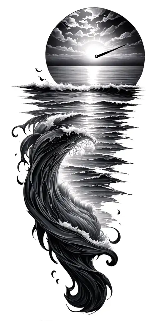 Ocean Sunset Time Piece