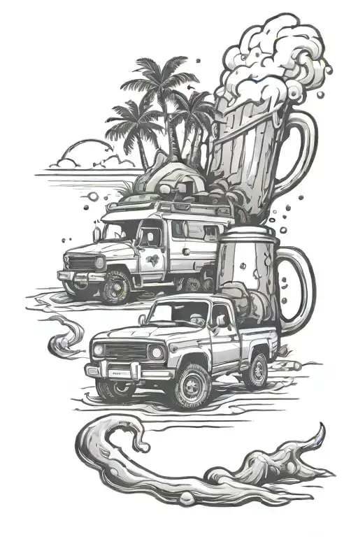 4Wd Beach Camping With A Beer Mug