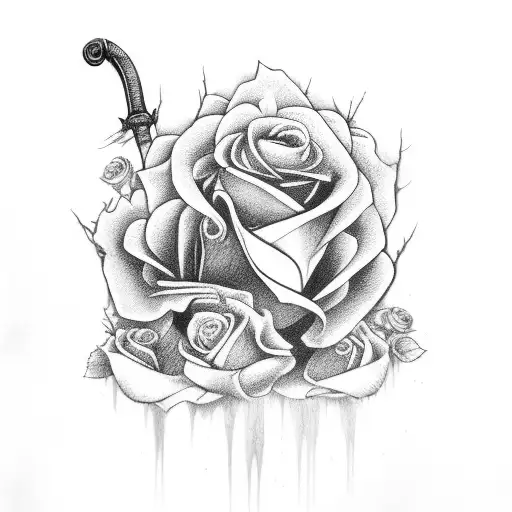Sword With Decaying Roses