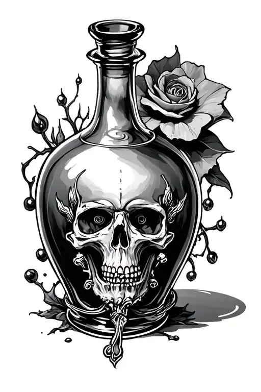 Gothic Poison Bottle Fine Line
