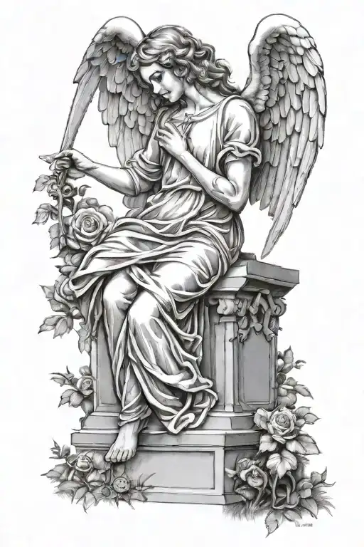 Angel At Cemetery Scene