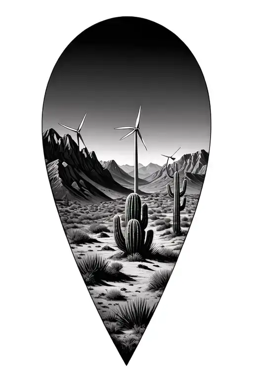 3 Sperate Triangles Put Images Of Desert Mountains With Many Windmills On The Mountains And Cactus