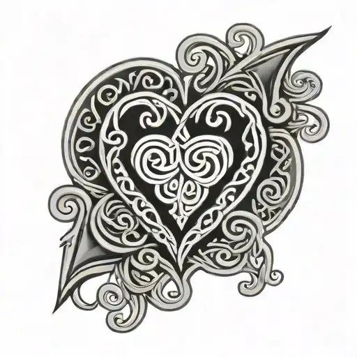 Celtic Knot Heart Surrounded By Spirals