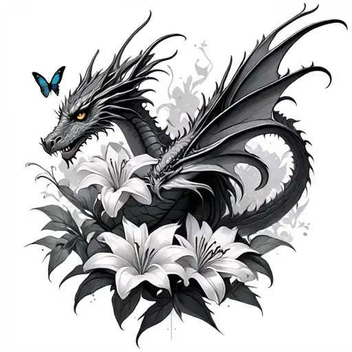 Dragon Stars And Lilys & Butterflys