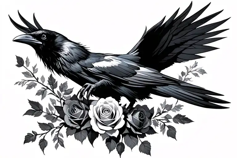 Raven With Roses On The Ribs