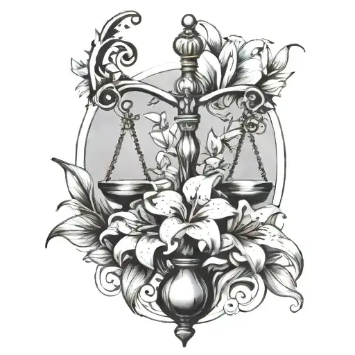 Libra Symbol With Lily Flowers