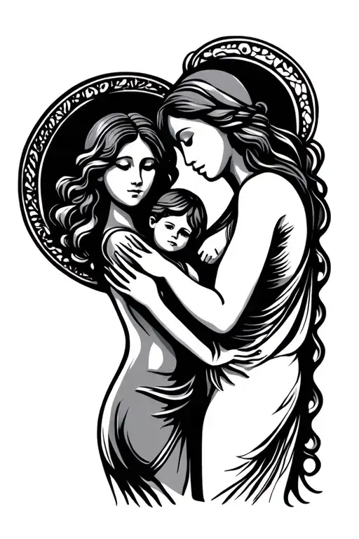 Mother And Child Symbol Only