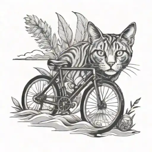 Cat Beach Bike Nature Scene