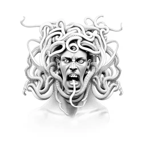 Medusa Full Body Holding Male Heads