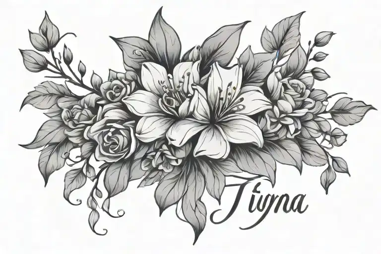 Spring Flowers With A Tiana Script Hidden Within The Design