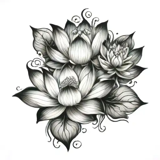 Lotus Flower And Snow Drop Flower Combined Symbol Consisting
