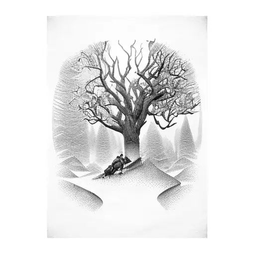 A Stoic Warrior Surrounded By A Forest Of Ancient Trees