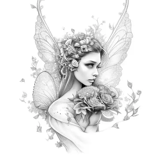 Fairy With Flowers Coming Up From Fire