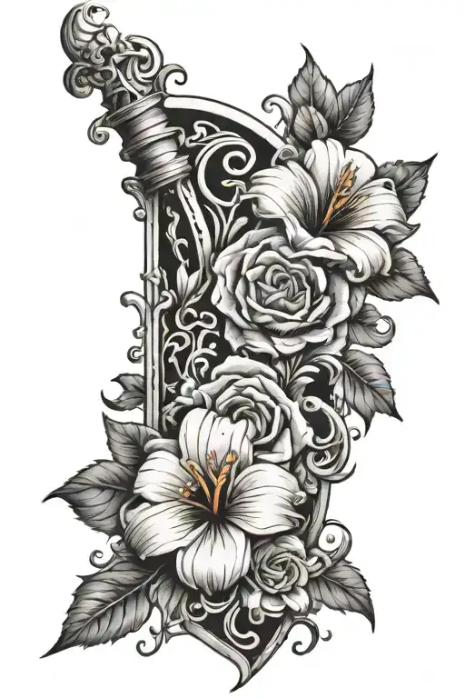 Broken Sword With Flowers Growing Inside