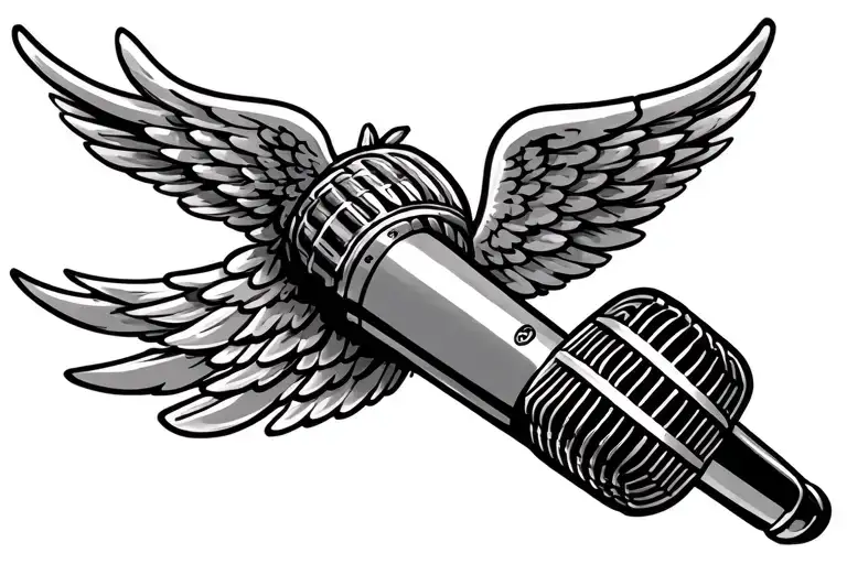 Retro Microphone With Angel Wings On The Throat