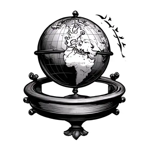 Old School Globe In Black Trad Style