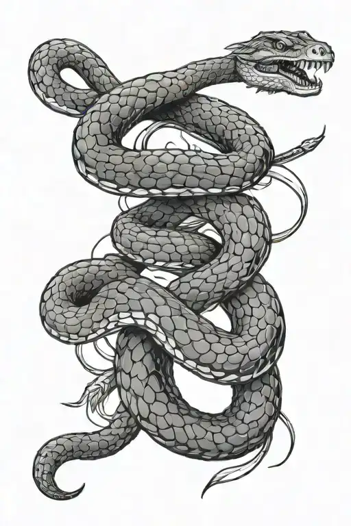 Aggressive Snake Coiling Down Katana