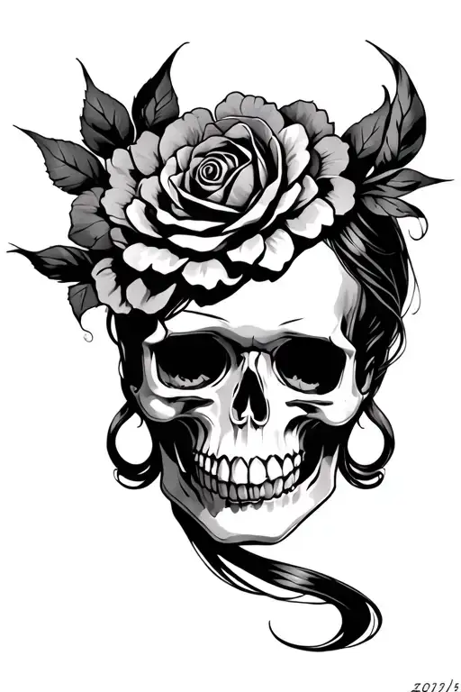 Girl Skull Made Chicano Style
