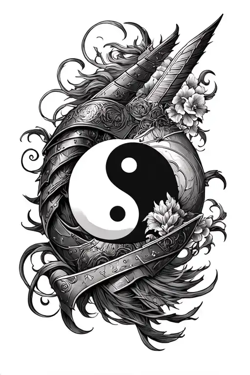 Yin Yang Symbol And Knight Amour Sleeve