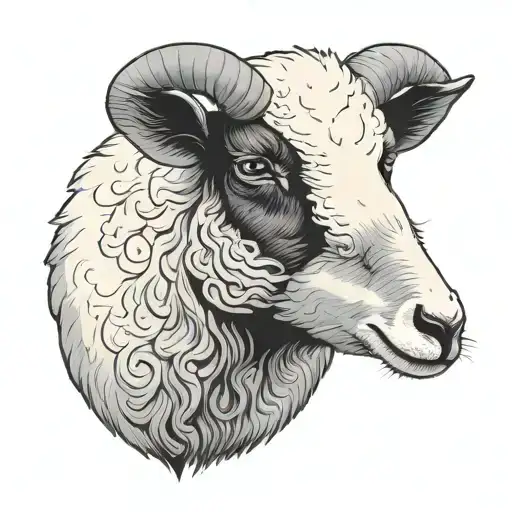 Black Sheep Face And White Lamb Face