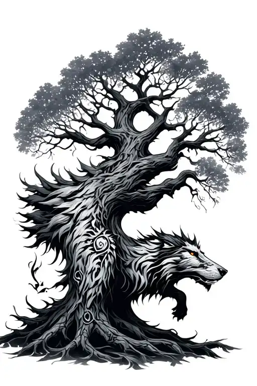 Hel Fenrir Jormungander Yggdrasil Tree With Nordic