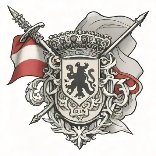 Spanish Flag With Swiss Army Symbol Inside