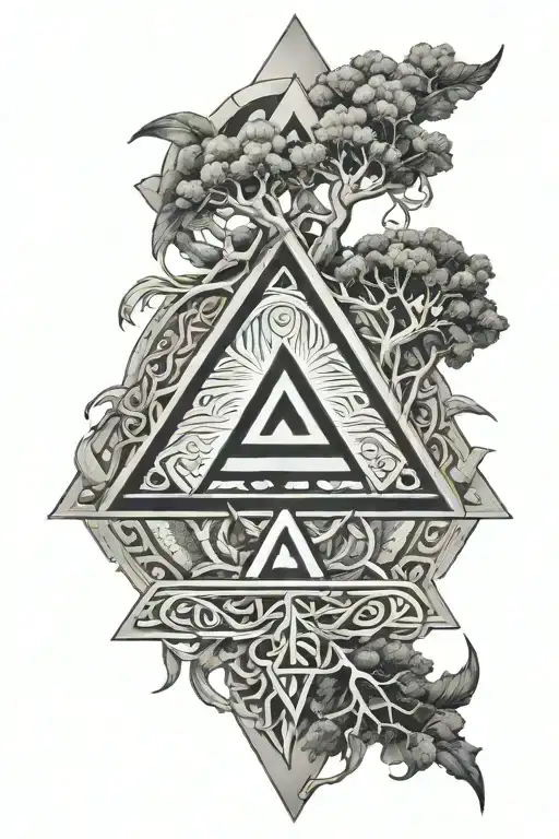 Valknut And Yggdrasil