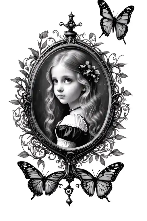 Gothic Alice In Wonderland Through The Looking Glass Scene Plus Butterfly