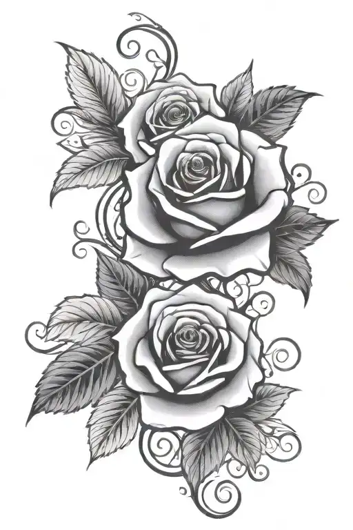 Rose Vine Thin Long Moonflower Vine Swirls Dots