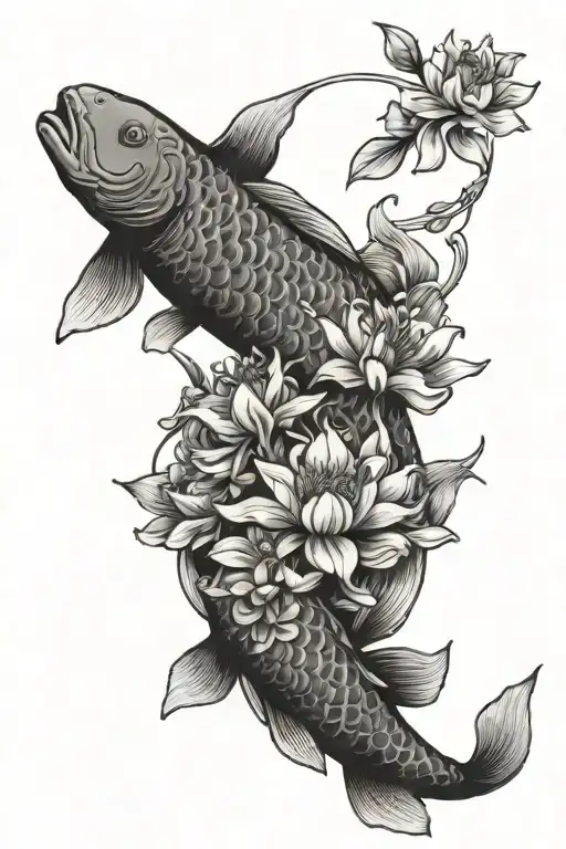 Jasmine And Daisy With Koi Fish And Japanese Clouds As Background