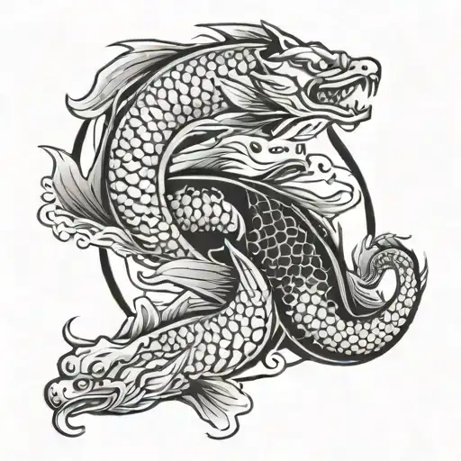 Japanese Carp Yin Yang Dragon