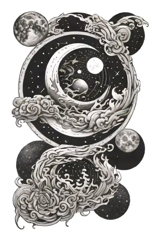 Celestial Shoulder Tattoo Featuring The Moon