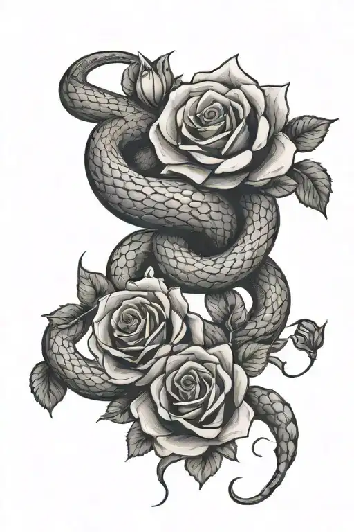 Snake And Rose Inter Winded With The Word Karma In It