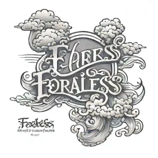 Outer Forearm With The Word Fearless Spelled With Shaded Clouds