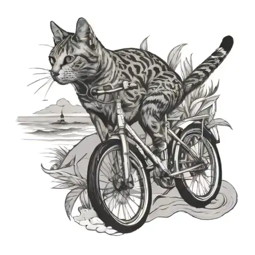 Cat Beach Bike Nature Scene