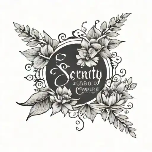 Design A Tattoo That Combines The Serenity Prayer With A Floral Wreath Encircling The Text