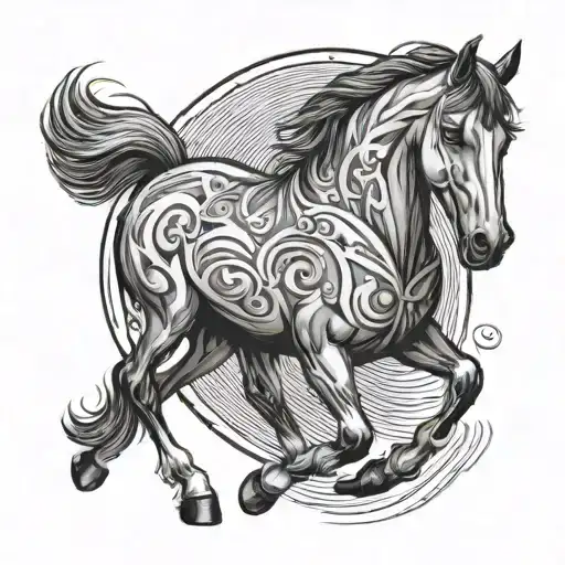 Horse Facing Left And Standing The Body Must Align With The Straight Line Of 'B'