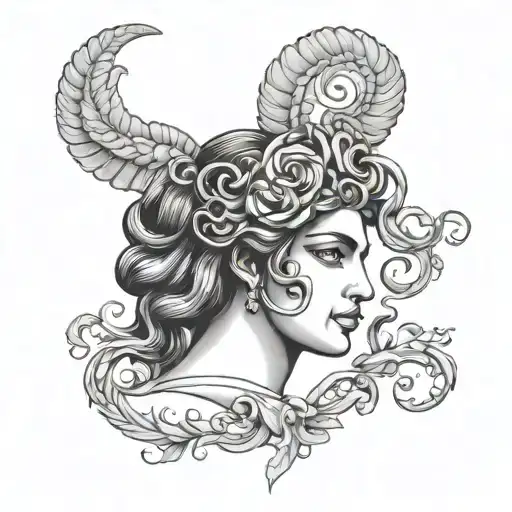 Face Half Medusa Half Athena Greek Goddess