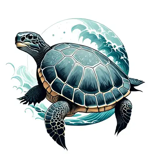 Moon Turtle Waves Coming