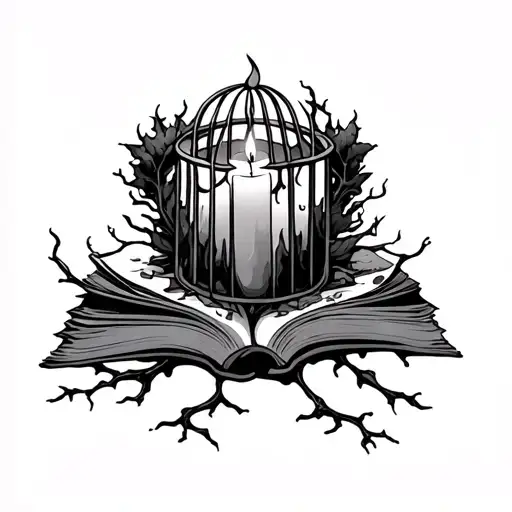 Book Candle Tree Rip Cage